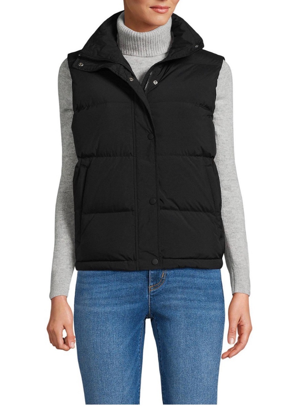 NWT LANDS’ END Women’s Max 600 Down Puffer Vest in Black - Size M 10-12 - Picture 2 of 8